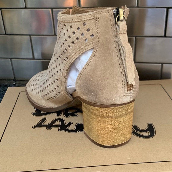 Open Toe Laser Cut Genuine Suede Booties - Picture 8 of 8